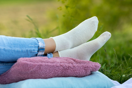 Sosete din in si bumbac LINEN SNEAKER SOCKS Ecru [2]