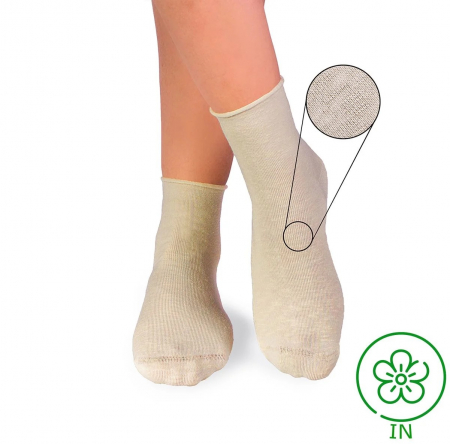 Sosete casual femei - Sosete din in si bumbac LINEN SNEAKER SOCKS Ecru