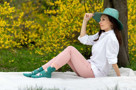 Sosete Fine din Bambus cu Lotus Turcoaz [3]