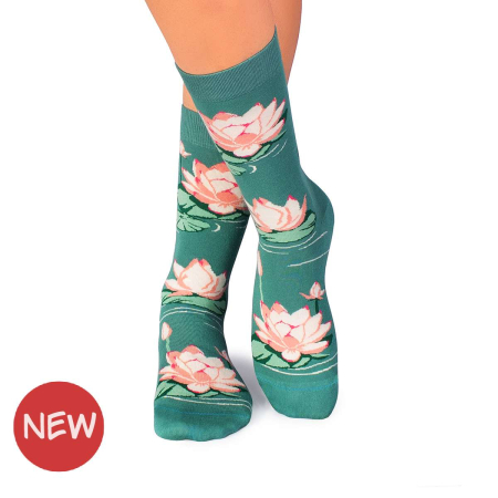 Sosete Dama - Sosete Fine din Bambus cu Lotus Turcoaz