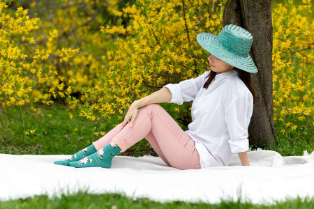 Sosete Fine din Bambus cu Lotus Turcoaz [4]