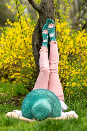 Sosete Fine din Bambus cu Lotus Turcoaz [5]