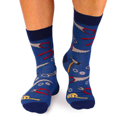 Sosete amuzante barbati - Șosete Fine din Bumbac cu Unelte Albastru