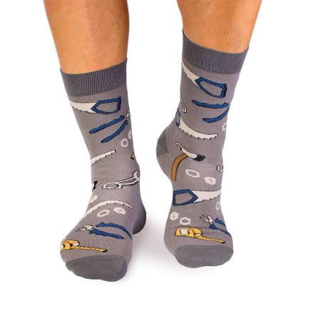 Sosete amuzante barbati - Șosete Fine din Bumbac cu Unelte Gri deschis