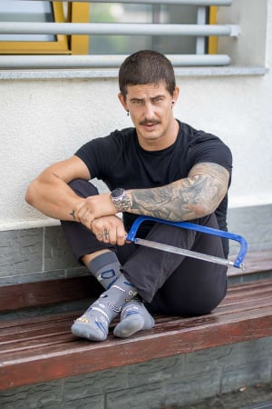 Sosete amuzante barbati - Șosete Fine din Bumbac cu Unelte Gri deschis