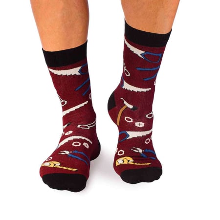 Sosete amuzante barbati - Șosete Fine din Bumbac cu Unelte Vișiniu