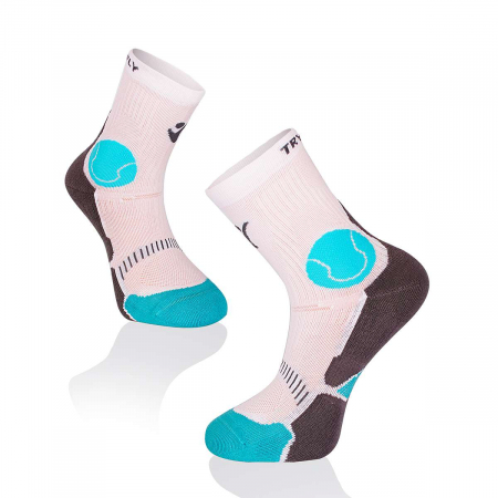 Sosete Tenis - Sosete pentru tenis Fusion Alb Negru Turcoaz