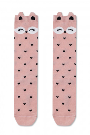 Sosete lungi 3/4 dama - Sosete bumbac Knee-High Hearts