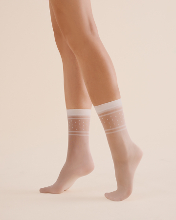 Sosete Dama - Șosete poliamidă cu dungi și buline pentru femei Nebi