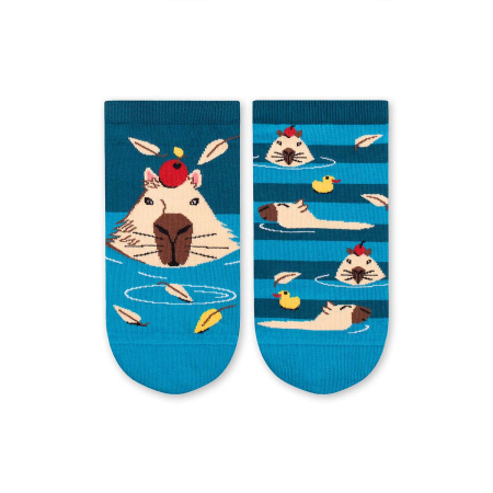 Sosete Dama - Șosete scurte bumbac Arty Socks cu Capibara George Turcoaz