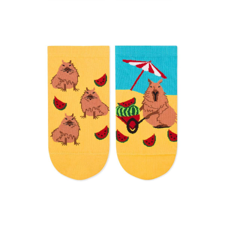 Sosete Dama - Șosete scurte bumbac Arty Socks cu Capibara la Plajă