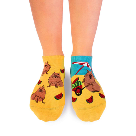 Sosete Dama - Șosete scurte bumbac Arty Socks cu Capibara la Plajă