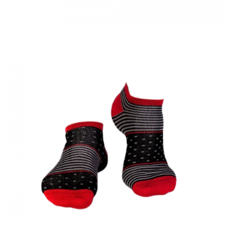 Sosete scurte bambus FINE BAMBOO cu buline si dungi negru gri [2]