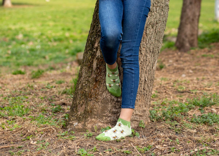 Sosete scurte bambus FINE BAMBOO Sneaker Bees - Green [6]