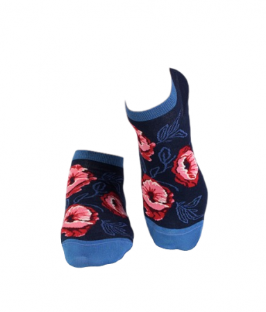 Sosete scurte copii - Sosete scurte bambus Flowers Dark Blue