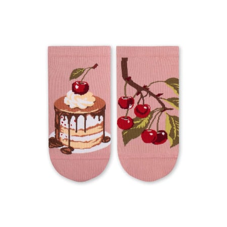 Sosete Dama - Șosete scurte bumbac Arty Socks cu Cireșe Roz