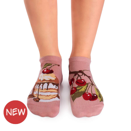 Sosete Dama - Șosete scurte bumbac Arty Socks cu Cireșe Roz