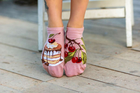 Șosete scurte bumbac Arty Socks cu Cireșe Roz [4]