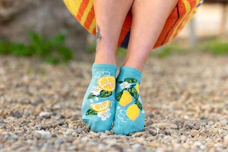 Sosete Dama - Șosete scurte bumbac Arty Socks cu Lămâi Turcoaz