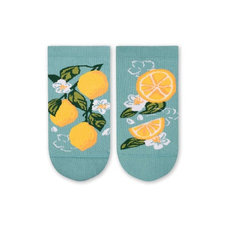 Sosete Dama - Șosete scurte bumbac Arty Socks cu Lămâi Turcoaz
