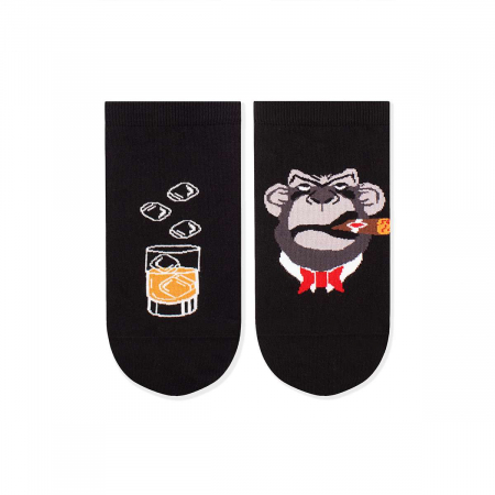 Animale - Sosete scurte bumbac Arty Socks Don Maimuta Negru