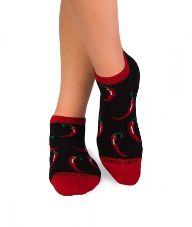 Legume, fructe si gastronomie - Sosete scurte bumbac Chilli Pepper Sneaker BLACK
