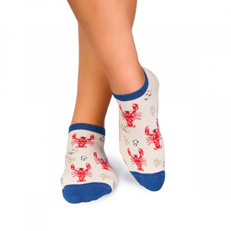 Sosete scurte barbati - Sosete scurte bumbac Fine Cotton Sealife Homar Ecru