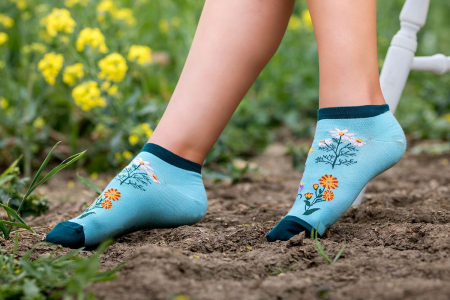 Sosete scurte bumbac, model floral, Menta [4]