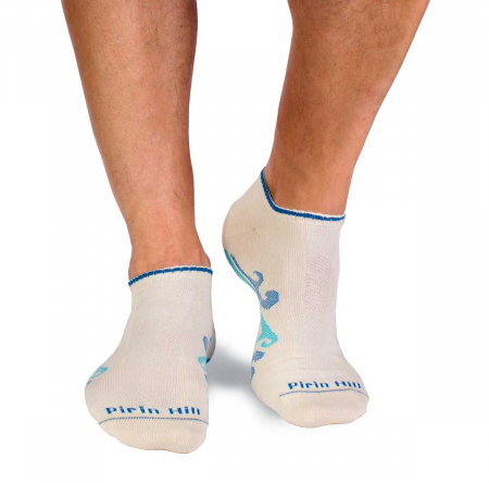 Sosete casual barbati - Sosete scurte bumbac organic Waves Ecru