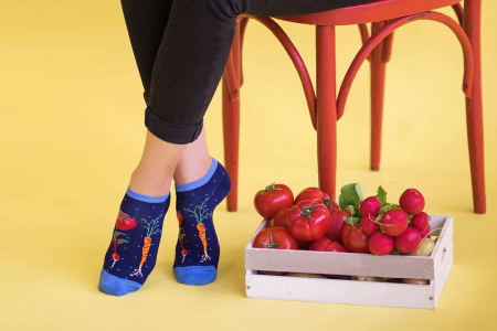 Legume, fructe si gastronomie - Sosete scurte bumbac organic Fine Cotton Veggie Albastru inchis