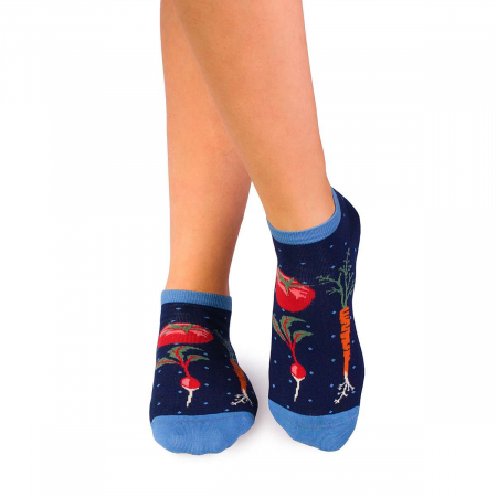 Legume, fructe si gastronomie - Sosete scurte bumbac organic Fine Cotton Veggie Albastru inchis