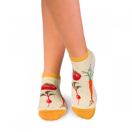 Legume, fructe si gastronomie - Sosete scurte bumbac organic Fine Cotton Veggie galben pal