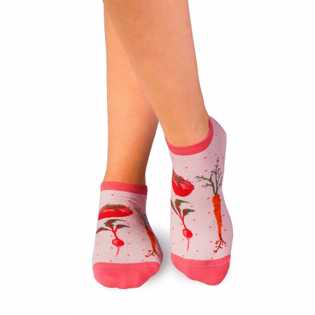 Legume, fructe si gastronomie - Sosete scurte bumbac organic Fine Cotton Veggie roz pal