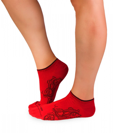 Sosete scurte copii - Sosete scurte bumbac organic Motorcycles Red