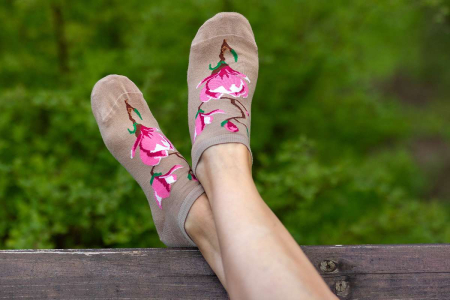 Sosete Dama - Sosete Scurte din Bambus cu Magnolie Bej