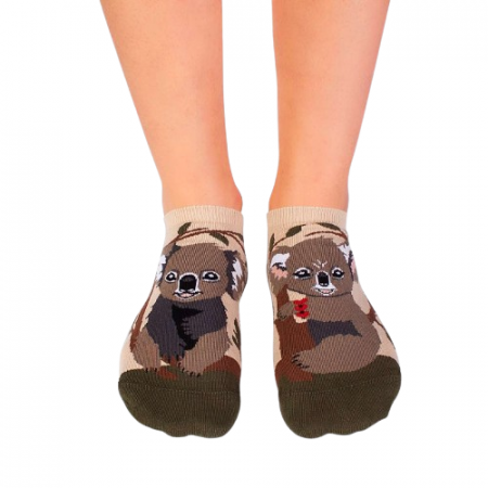 Animale - Sosete scurte din bumbac organic Arty Socks Koala Indragostite Kaki
