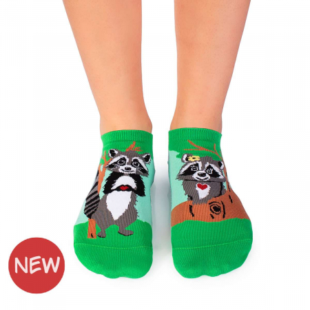 Animale - Sosete scurte din bumbac organic Arty Socks Ratoni Indragostiti Verde