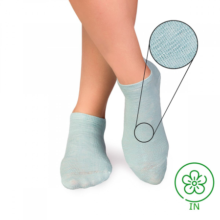 Sosete scurte copii - Sosete scurte din in si bumbac LINEN SNEAKER SOCKS Pale Blue