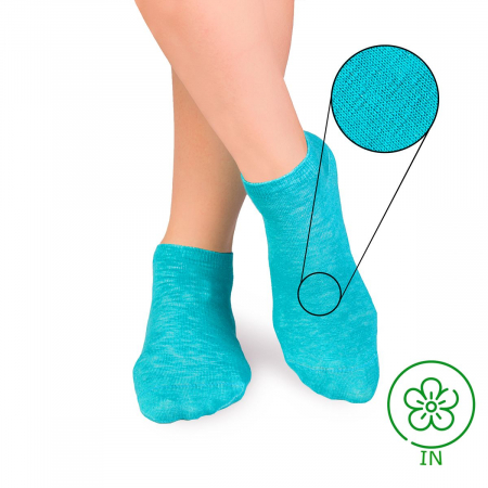 Sosete scurte copii - Sosete scurte din in si bumbac LINEN SNEAKER SOCKS Turquoise