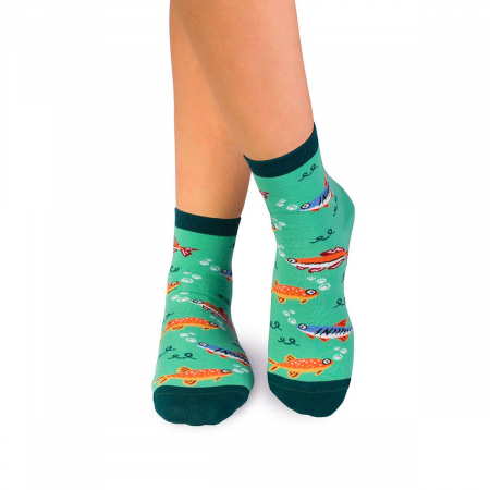 Sosete scurte barbati - Sosete scurte peste glezna bumbac organic Fine Cotton Sealife Pesti Menta