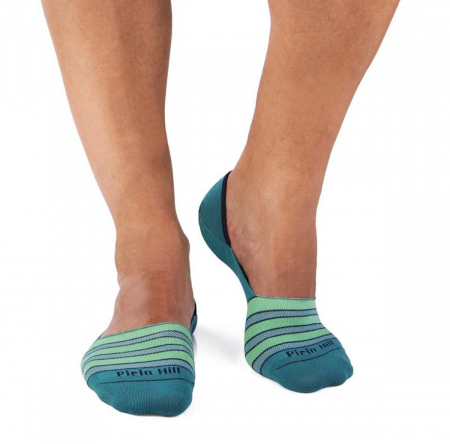 Sosete scurte barbati - Sosete tip talpici INVISIBLE ORGANIC SOCKS Lines Turquoise