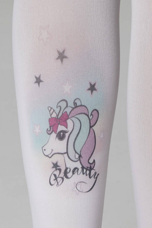 Ciorapi cu model - Ciorapi fete din microfibra cu model unicorn Beauty 50 Den