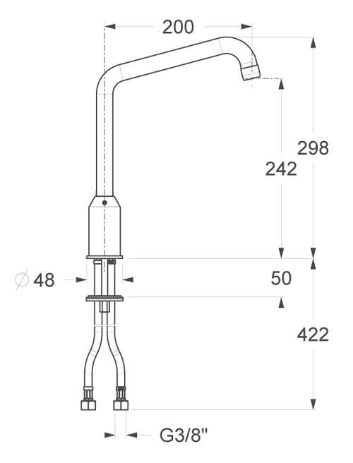 Dimensiuni baterie de bucatarie monocomanda Fat 12914