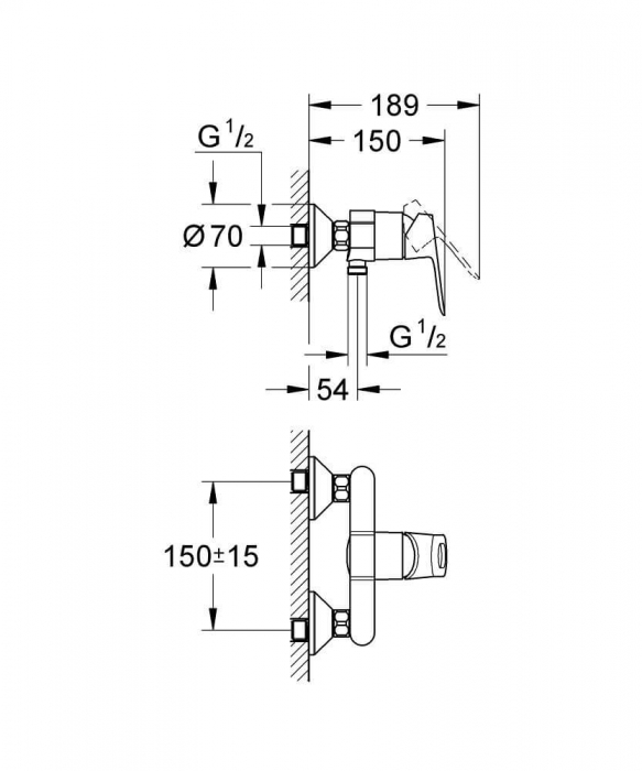 Baterie dus Grohe BauLoop 1/2, monocomanda [2]