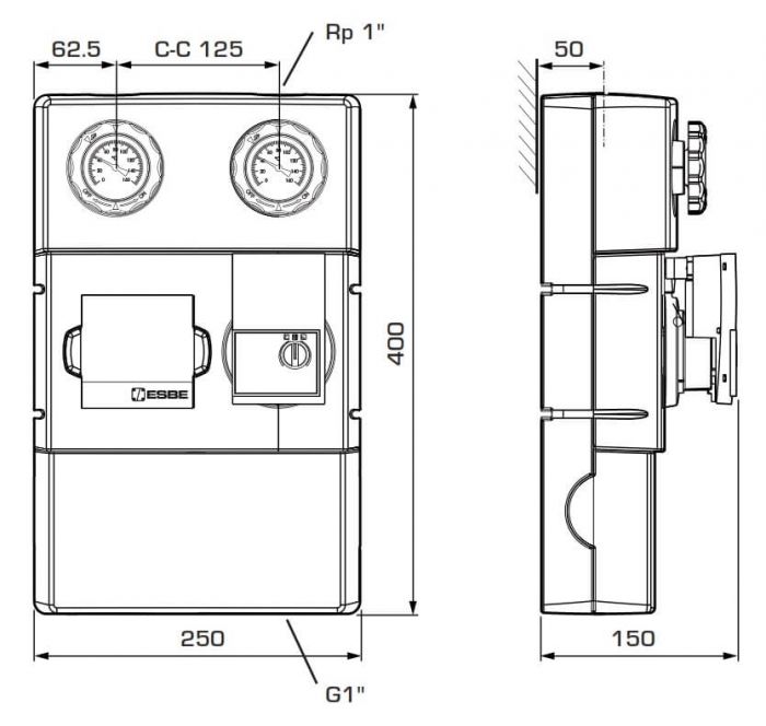 Grup de circulație - circuit direct ESBE GDA 111 - 32, 1¼" [2]
