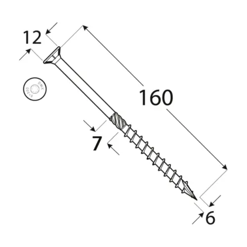 Holsurub cu cap inecat  6x160mm 100buc /pachet [2]
