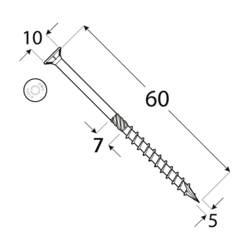 Holsurub cu cap inecat 5x60mm 200 buc/pachet [3]