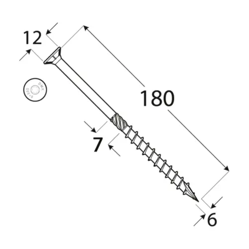 Holsurub cu cap inecat  6x180mm 100buc /pachet [2]