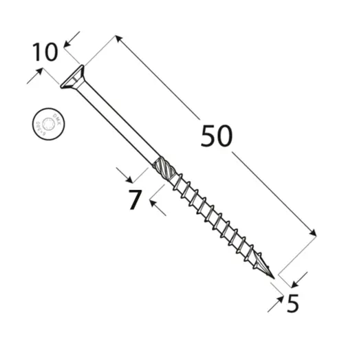 Holsurub cu cap inecat 5x50 mm 200 buc/pachet [3]