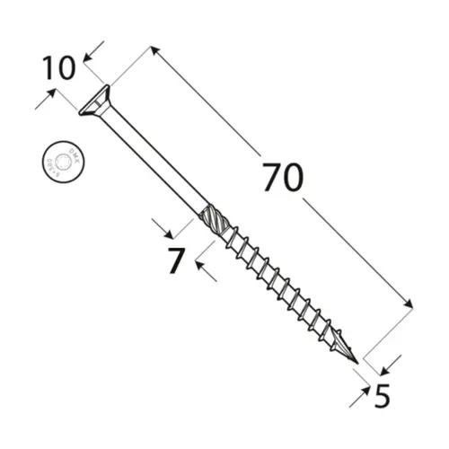Holsurub cu cap inecat 5x70mm 200buc/pachet [3]